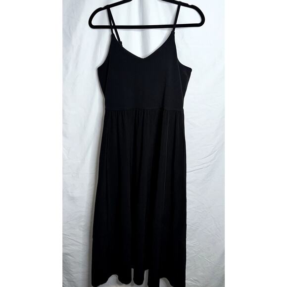 Athleta Elation Womens Size Small Black V-Neck Hybrid Spaghetti Strap Dress - Picture 1 of 8
